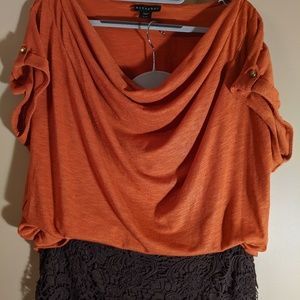Burnt Orange Cowl Neck Top